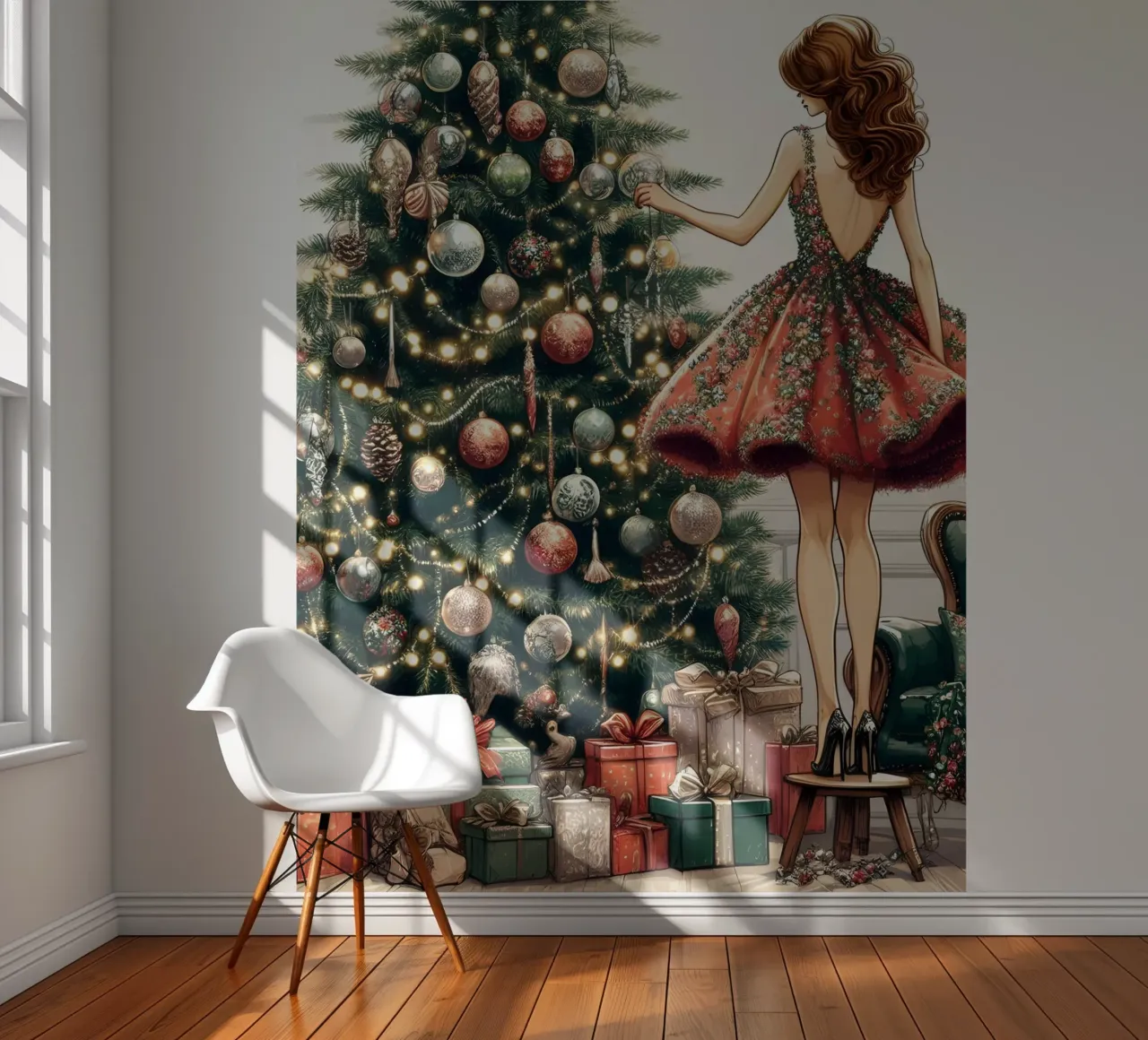 DECORACIÓN DEL ÁRBOL DE NAVIDAD papel para pared de ARTOMATIC