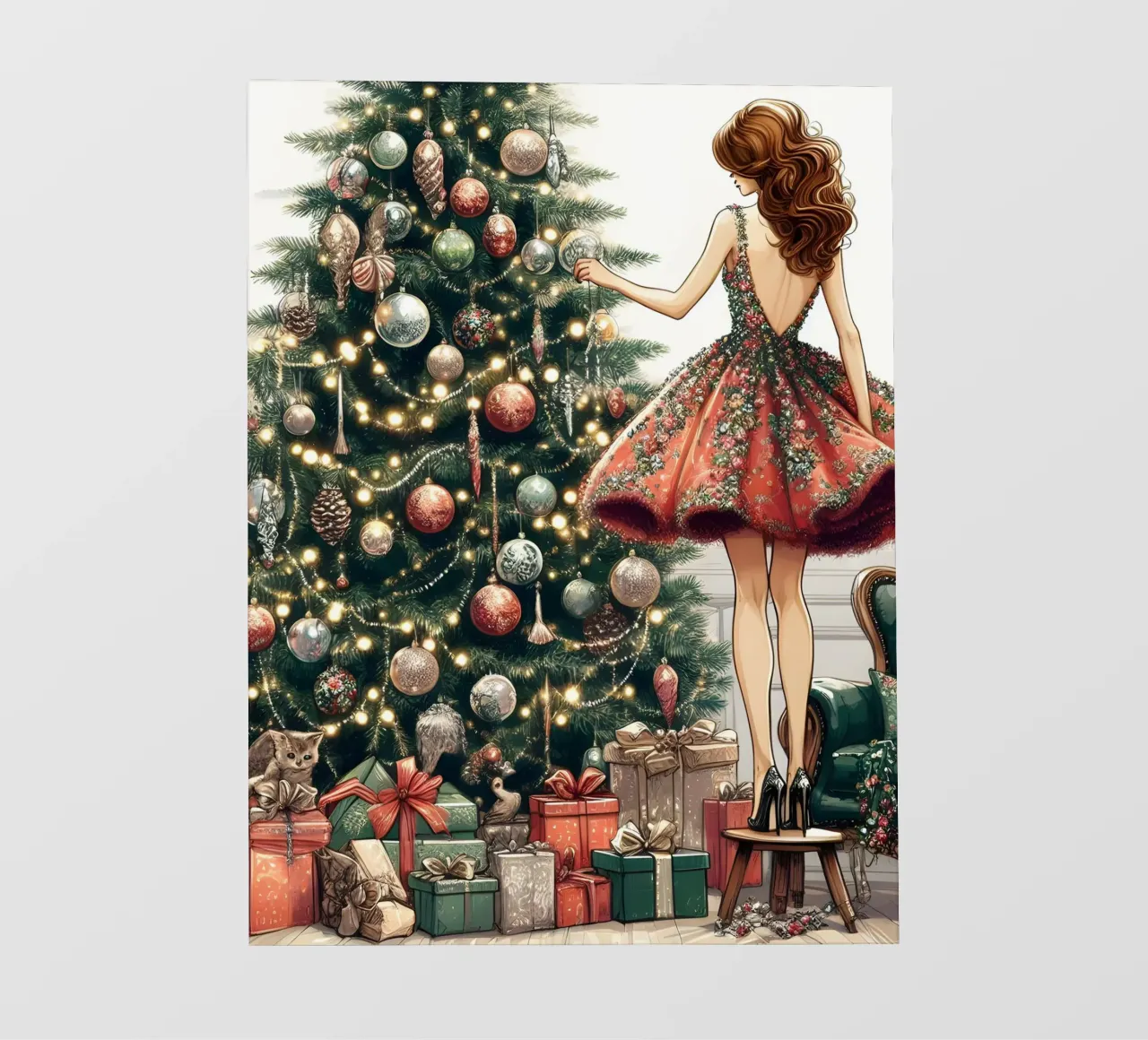 DECORACIÓN DEL ÁRBOL DE NAVIDAD papel para pared de ARTOMATIC