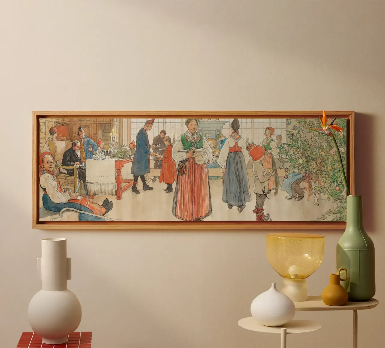 Carl Larsson - Nu is het weer Kerstmis. 1907 canvas met Baklijst van ARTOTHEK