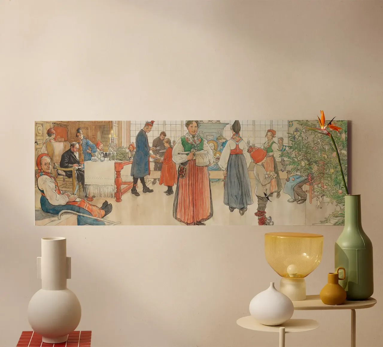 Carl Larsson - Nu is het weer Kerstmis. 1907 canvas met Baklijst van ARTOTHEK