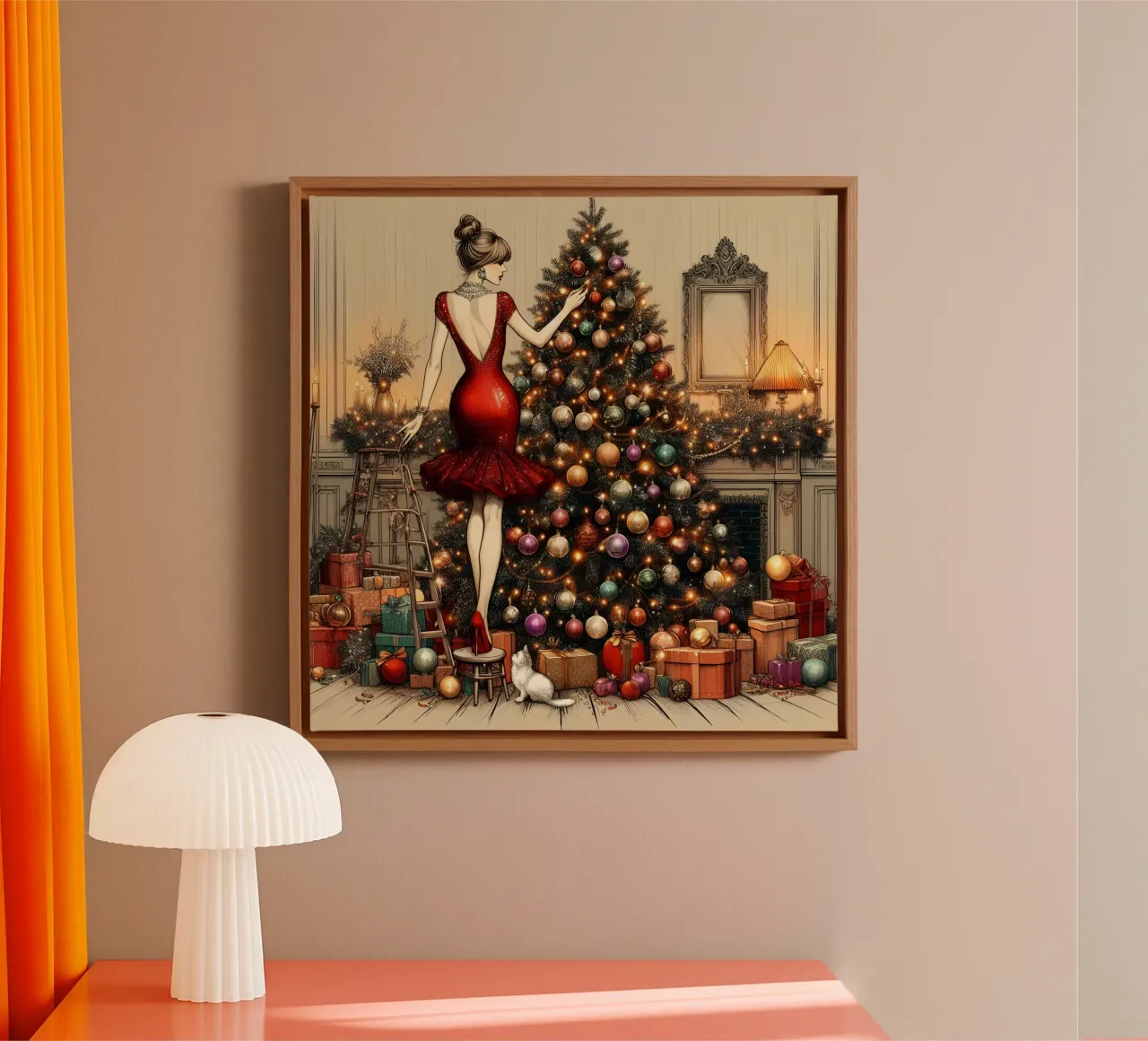 Christmas Tree Ornaments canvas by ARTOMATIC