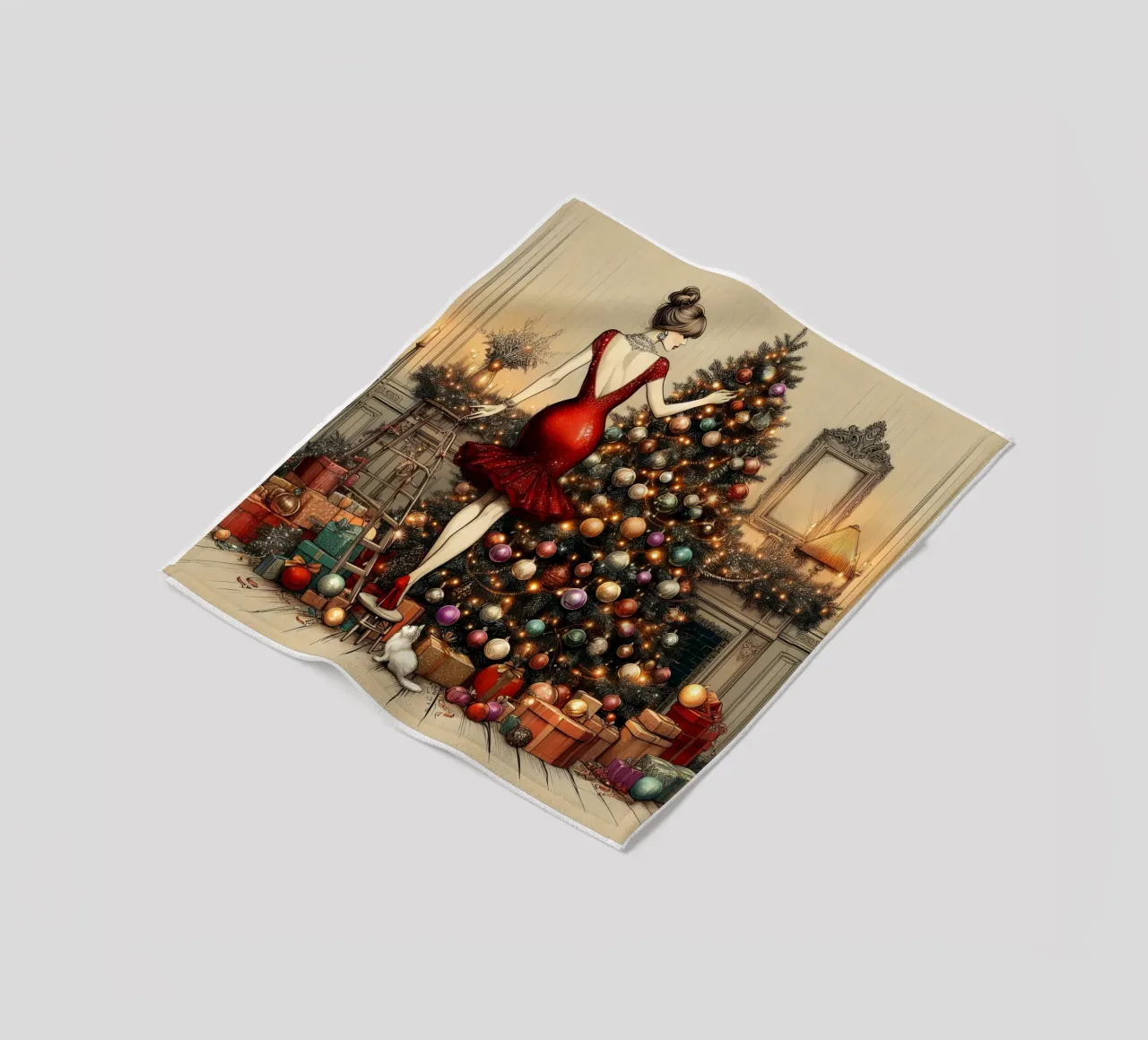 Christmas Tree Ornaments fleece blanket by ARTOMATIC