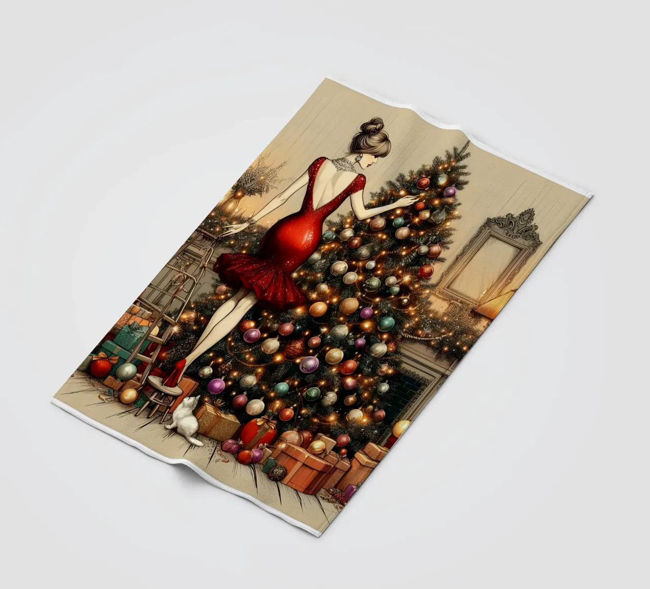 Christmas Tree Ornaments fleece blanket by ARTOMATIC