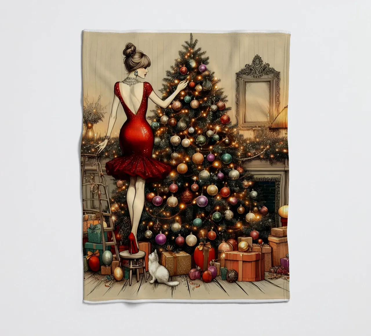 Christmas Tree Ornaments fleece blanket by ARTOMATIC