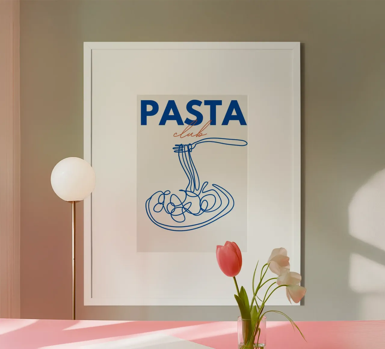 Pasta Club poster con telaio in alluminio da pdigitalprints