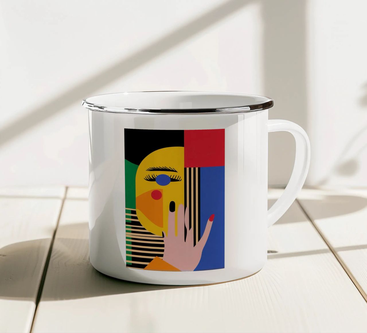 Volto geometrico tazza in smalto da Geometric