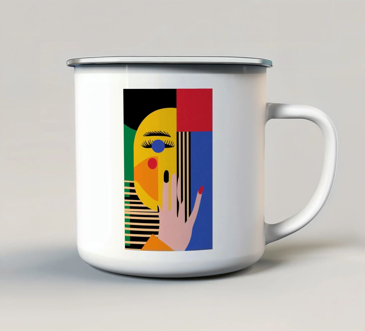Volto geometrico tazza in smalto da Geometric