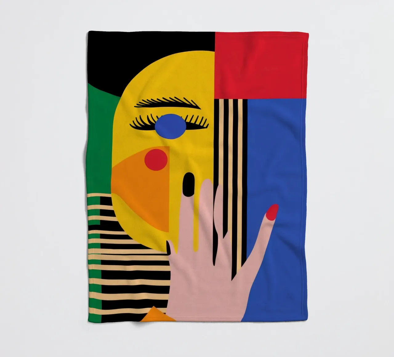 Geometric face fleece blanket by Geometric
