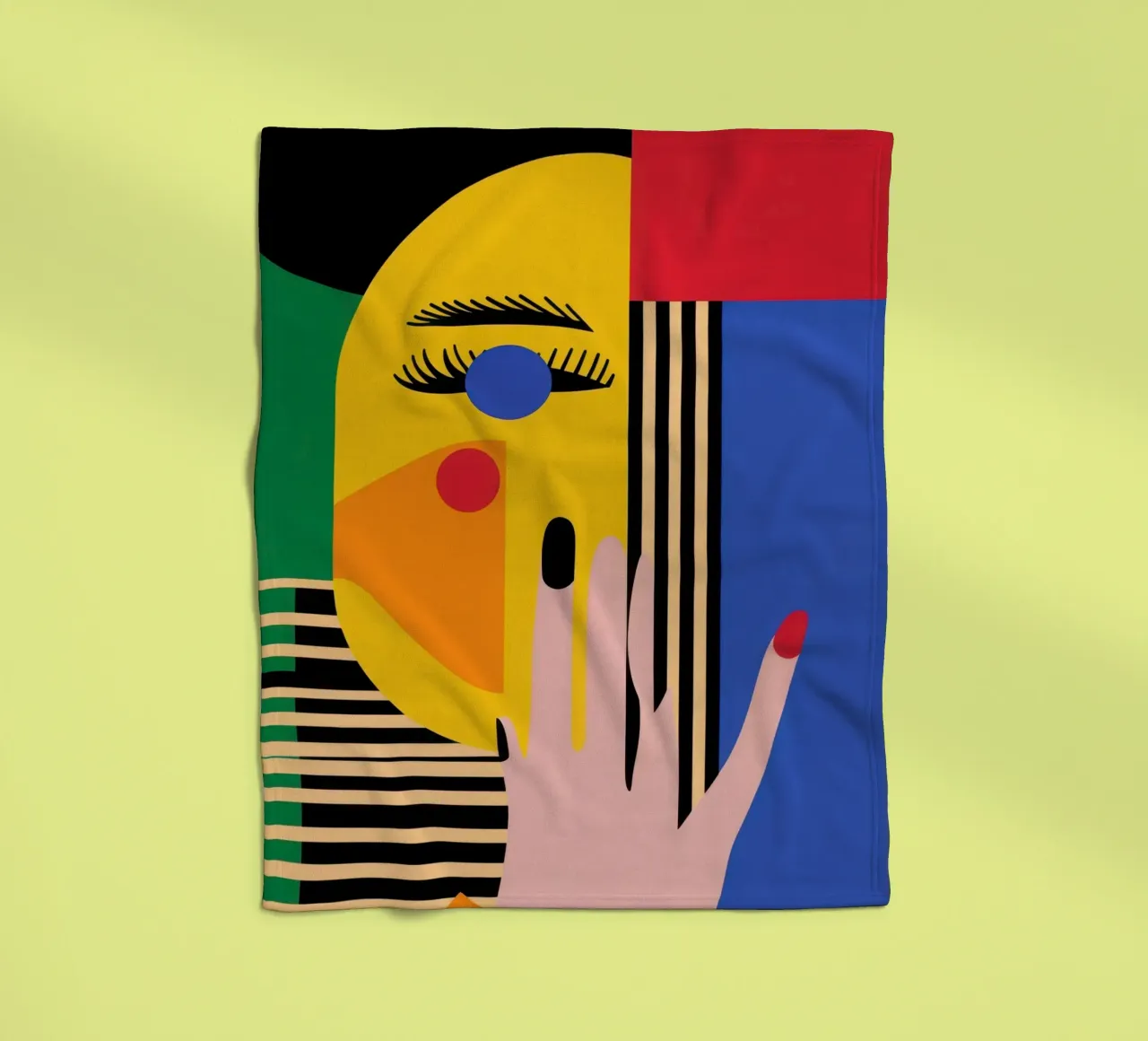 Geometric face fleece blanket by Geometric