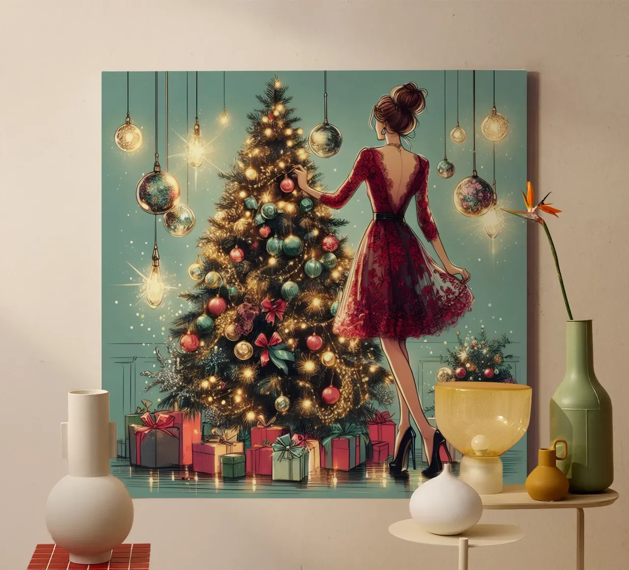 Kerstavond canvas met Baklijst van ARTOMATIC