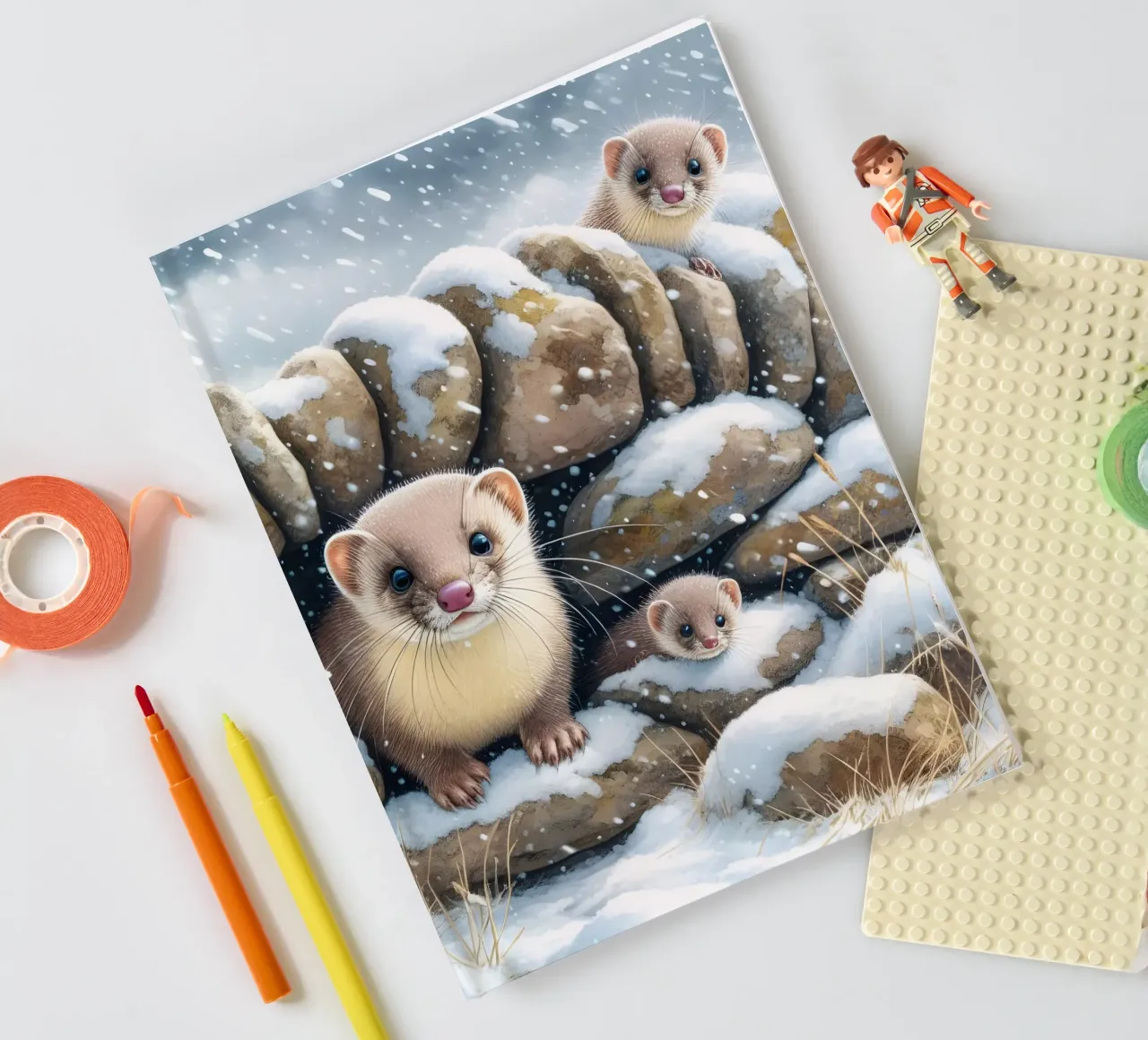 Weihnachten Stoat Familie Notizbuch von ARTOMATIC
