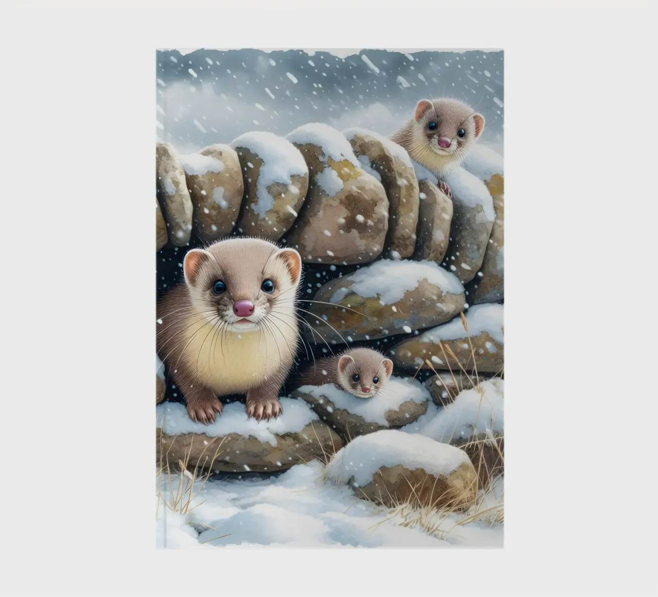 Weihnachten Stoat Familie Notizbuch von ARTOMATIC