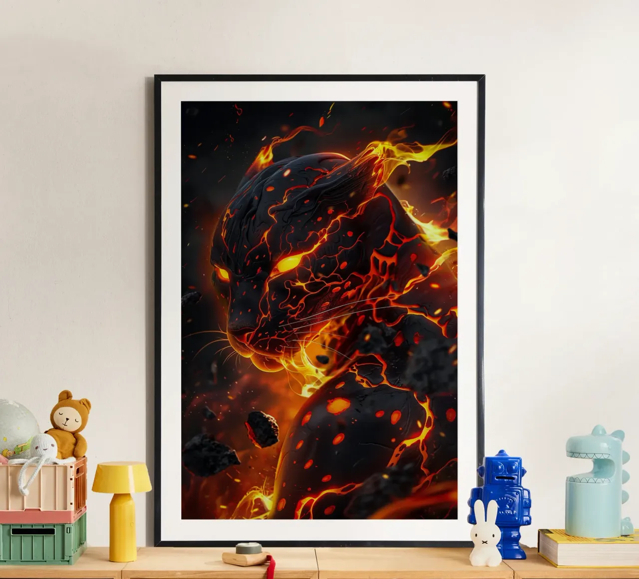 Pele, la dea hawaiana del fuoco e dei vulcani poster con telaio in plastica da Autofocus