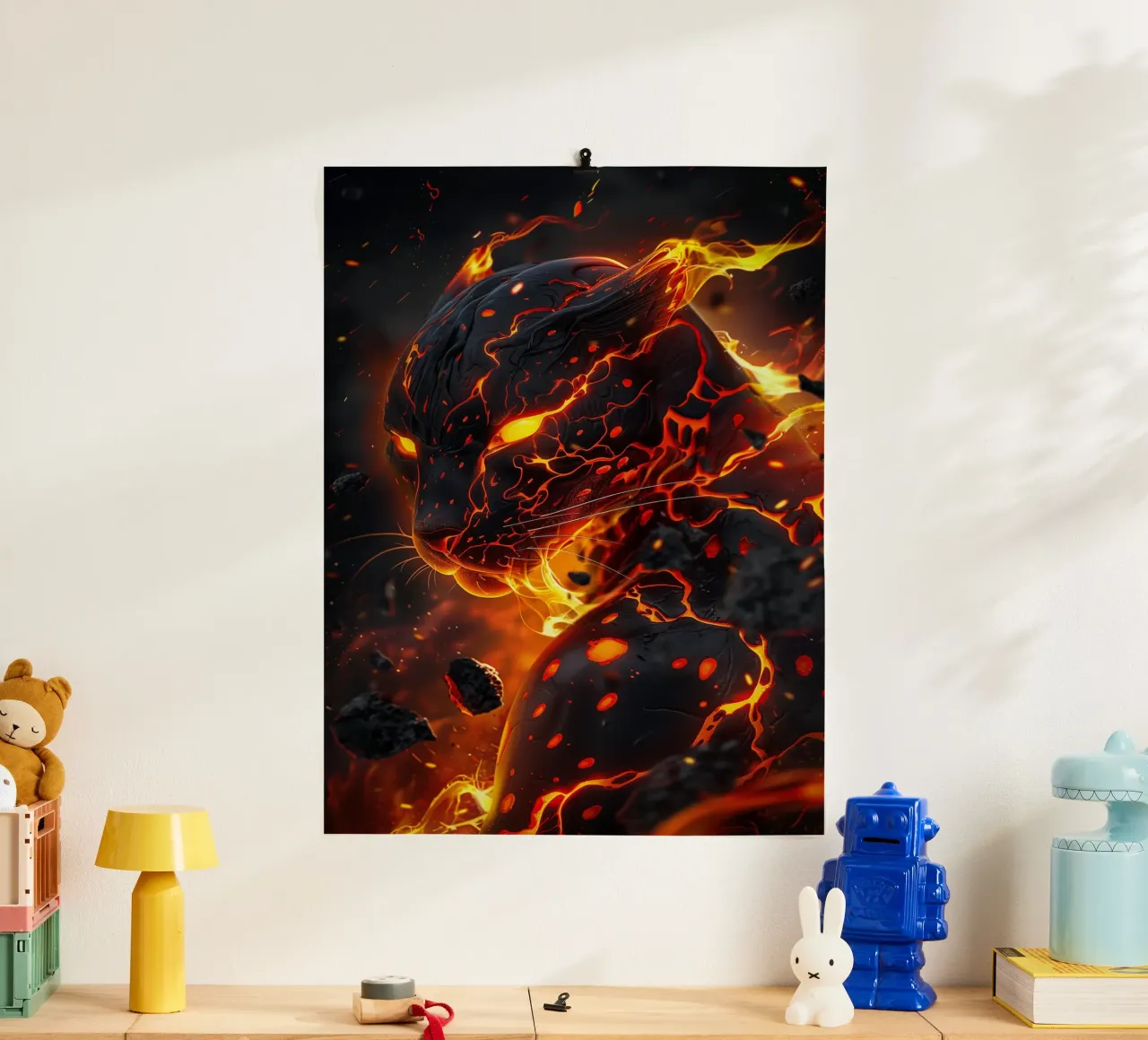 Pele, la dea hawaiana del fuoco e dei vulcani poster con telaio in plastica da Autofocus