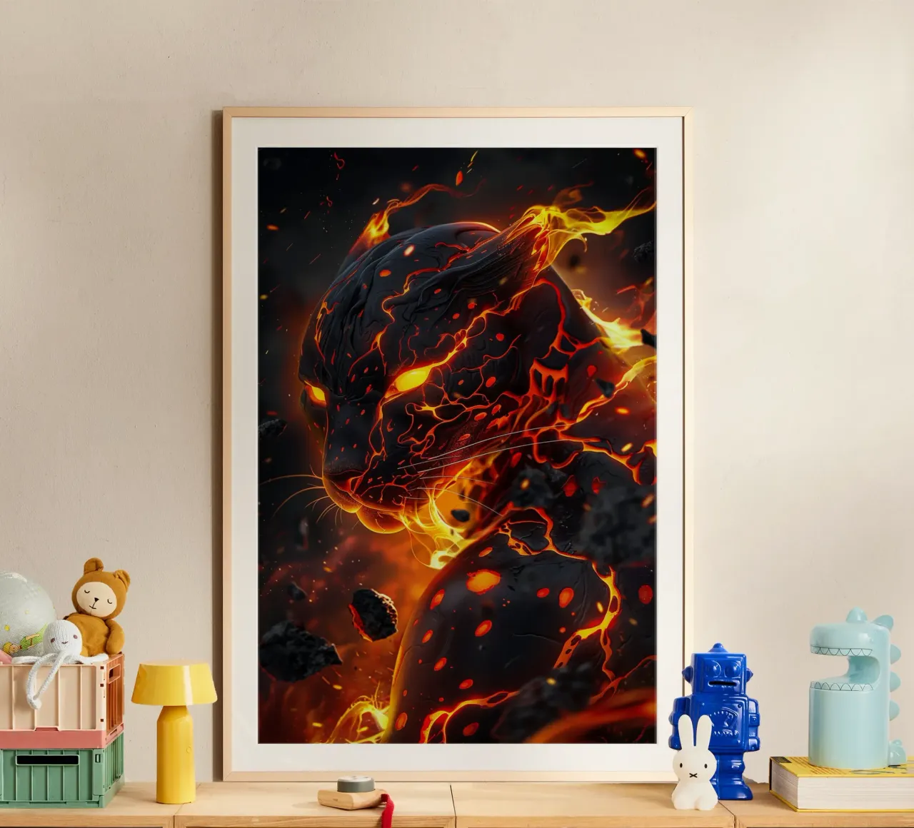 Pele, la dea hawaiana del fuoco e dei vulcani poster con telaio in plastica da Autofocus