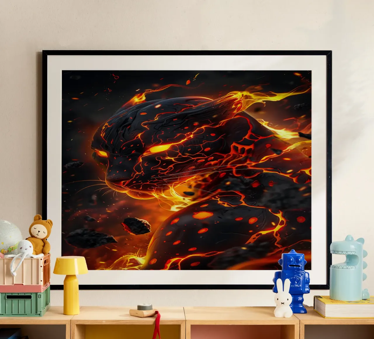 Pele, la dea hawaiana del fuoco e dei vulcani poster con telaio in plastica da Autofocus