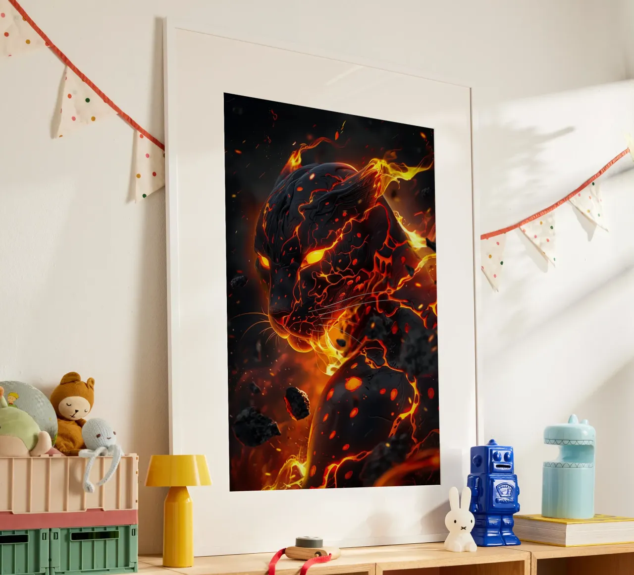 Pele, la dea hawaiana del fuoco e dei vulcani poster con telaio in plastica da Autofocus