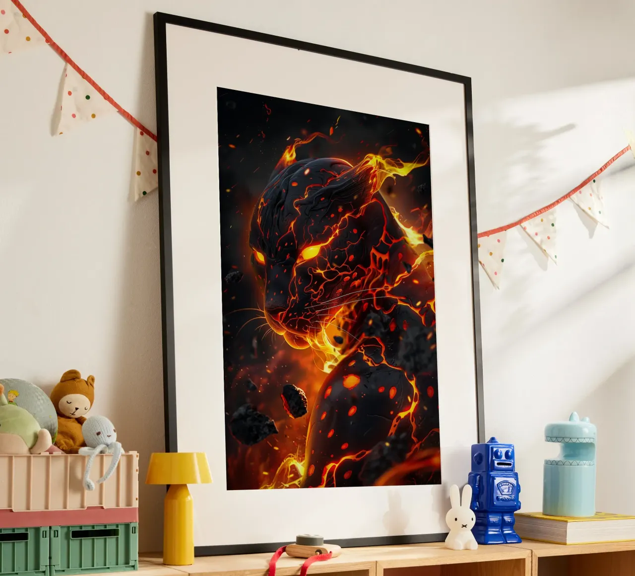 Pele, la dea hawaiana del fuoco e dei vulcani poster con telaio in plastica da Autofocus