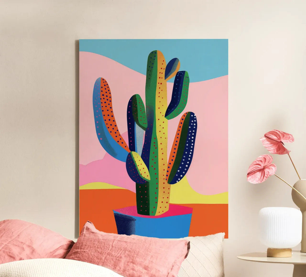 Cactus colorati e pastello tela con Cornice a cassetta da Autofocus