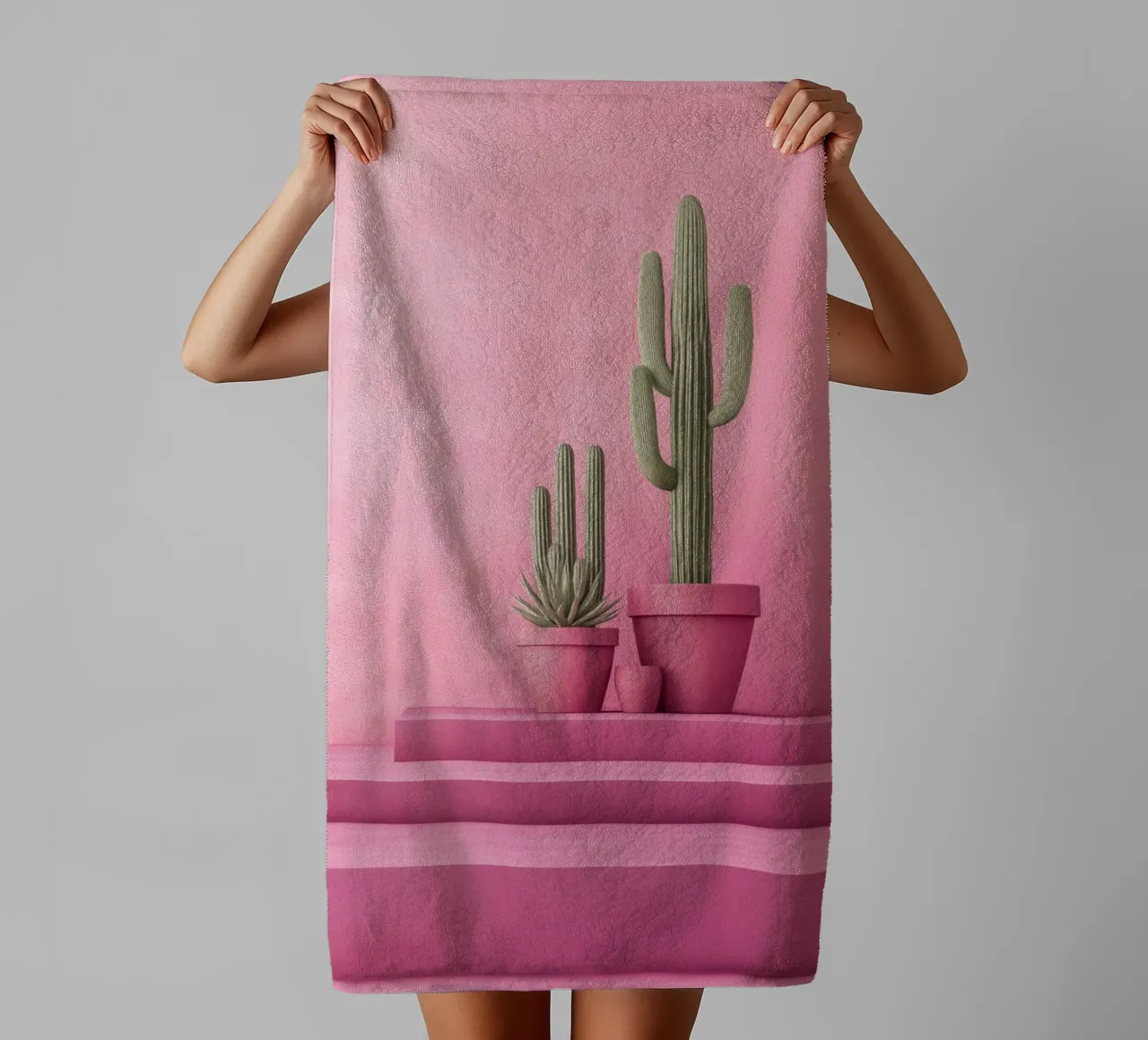 Cactus su rosa asciugamano da bagno da Autofocus