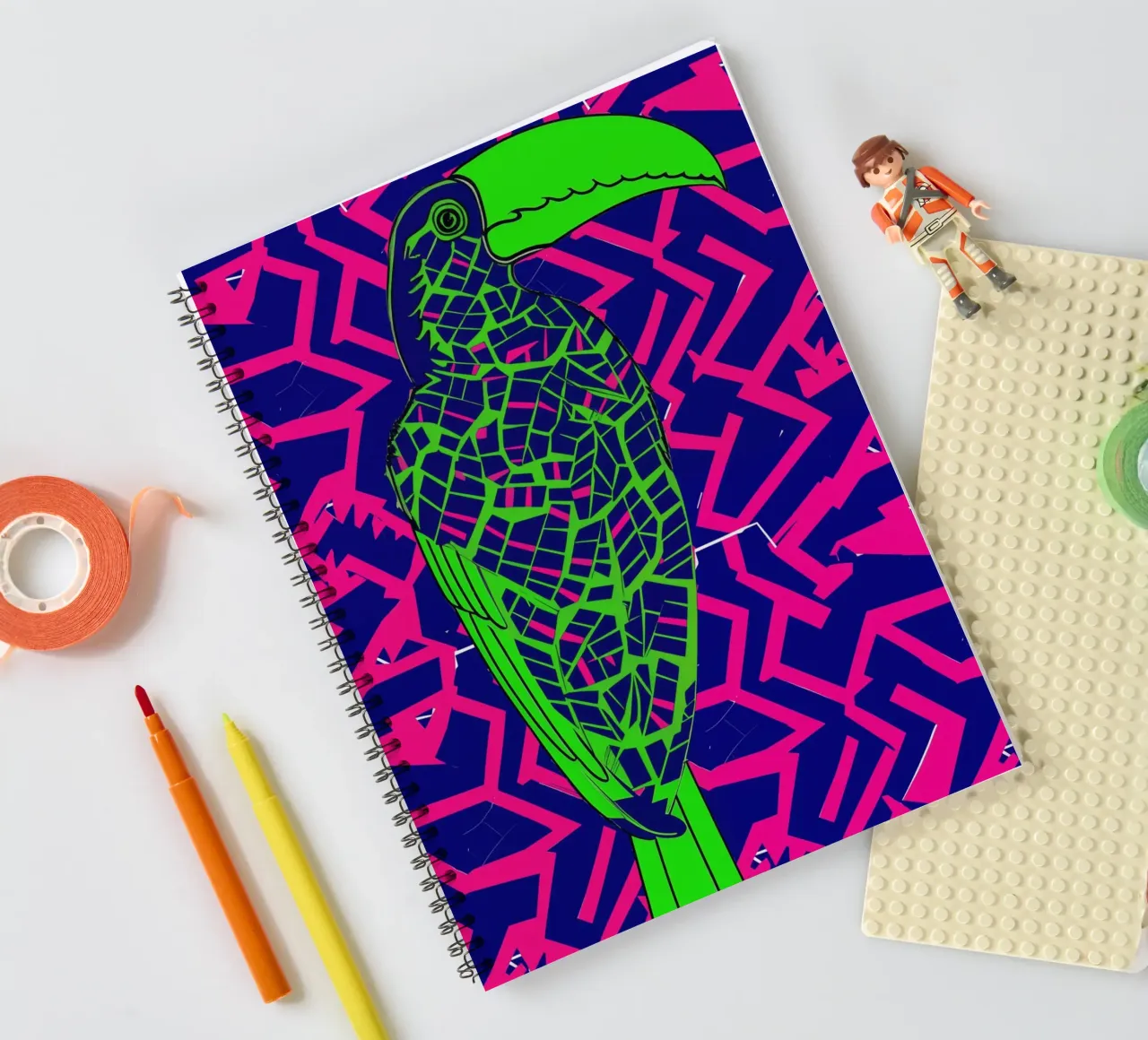 Abstract Neon Toucan Pattern spiral notebook by Autofocus