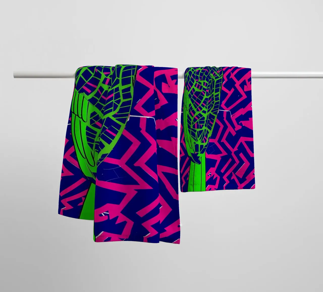 Abstraktes Neon-Tukan-Muster Handtuch von Autofocus