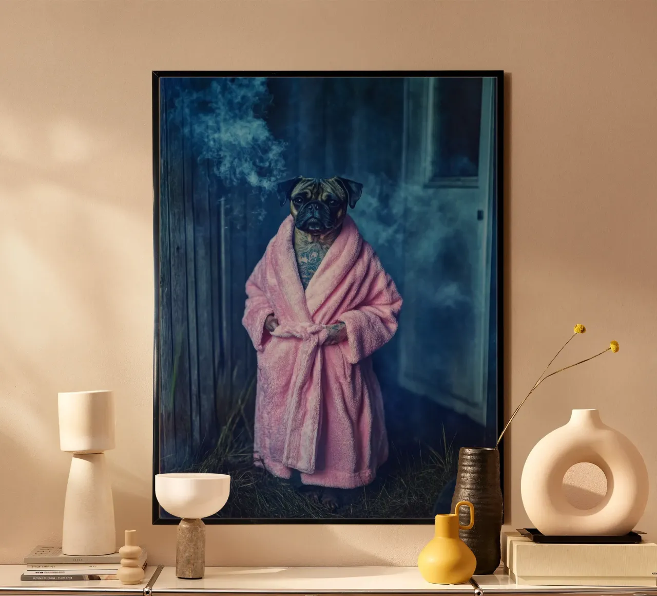 Roscoe poster con telaio in legno da Affiches Chien Originales – Dogland