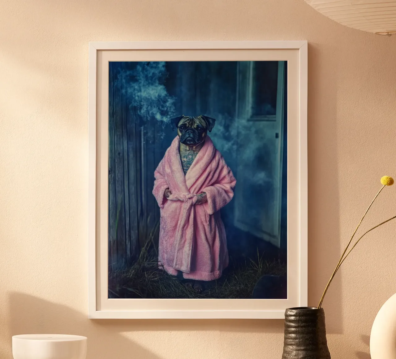 Roscoe poster con telaio in legno da Affiches Chien Originales – Dogland