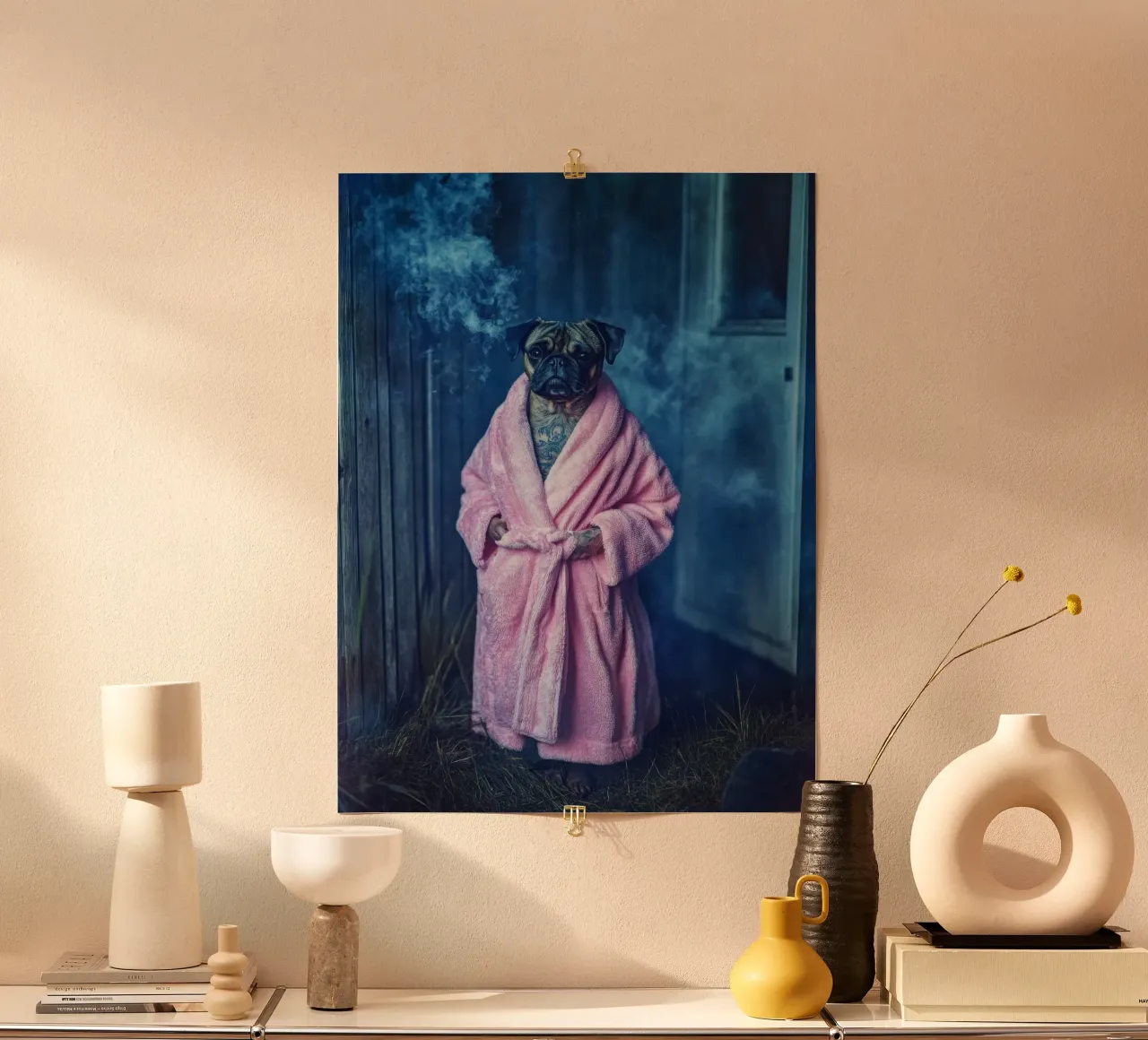 Roscoe poster con telaio in legno da Affiches Chien Originales – Dogland