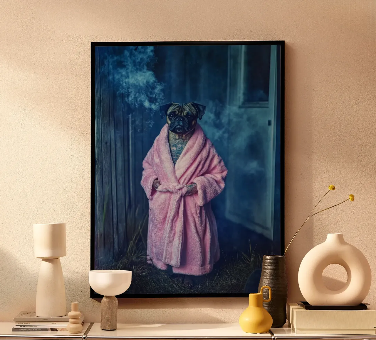 Roscoe poster con telaio in legno da Affiches Chien Originales – Dogland