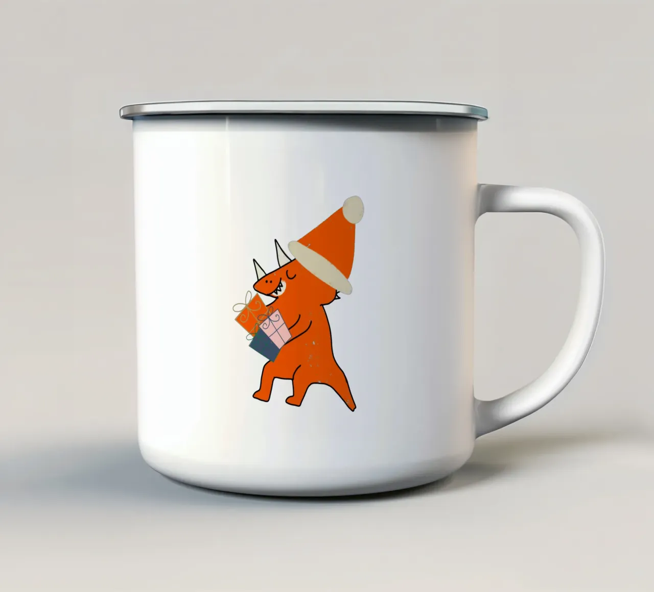 Babbo Natale T-Rex carino tazza in smalto da susanacosta