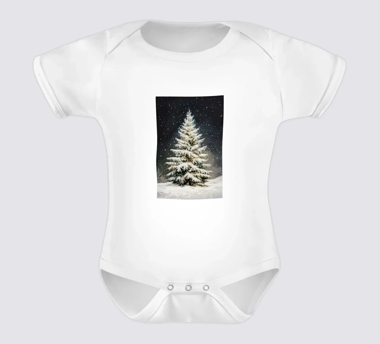 Albero di Natale di neve body neonato maniche corte da Melloi Art Print