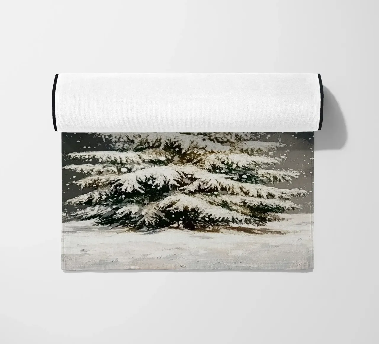 Albero di Natale di neve telo mare da Melloi Art Print