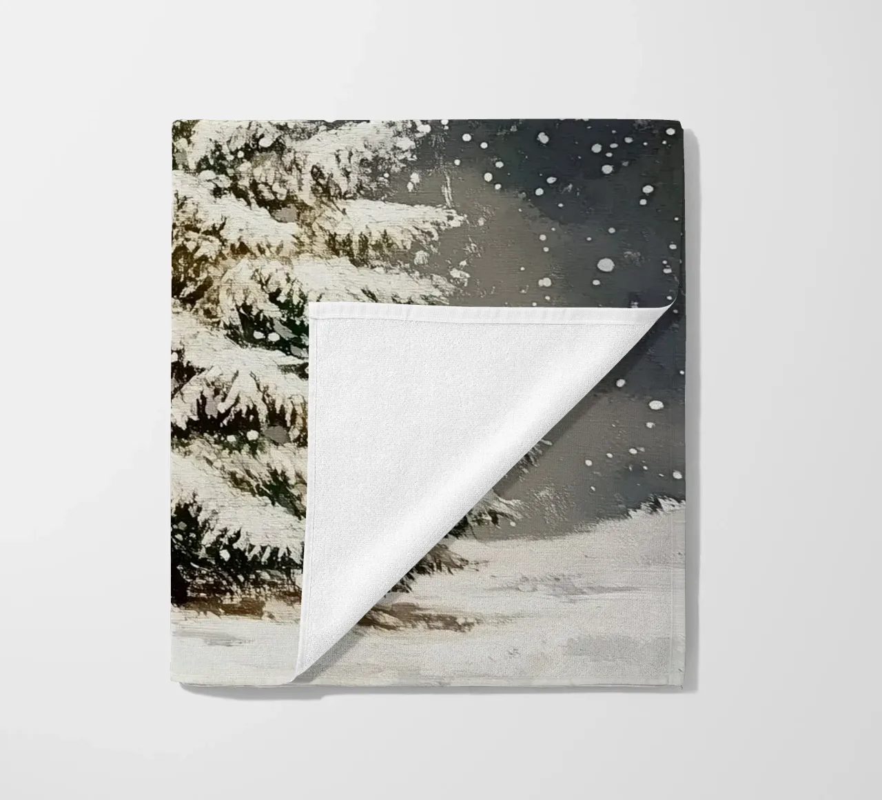 Albero di Natale di neve telo mare da Melloi Art Print