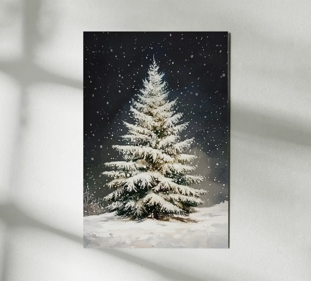 Albero di Natale di neve alluminio dibond da Melloi Art Print