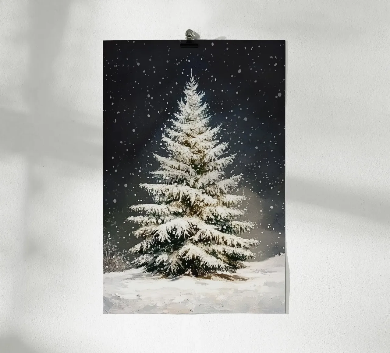 Albero di Natale di neve carta hahnemühle da Melloi Art Print