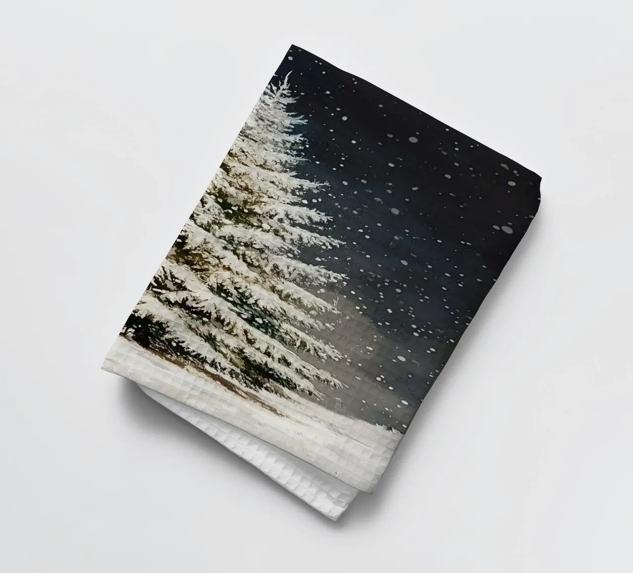 Albero di Natale di neve canovaccio da cucina da Melloi Art Print