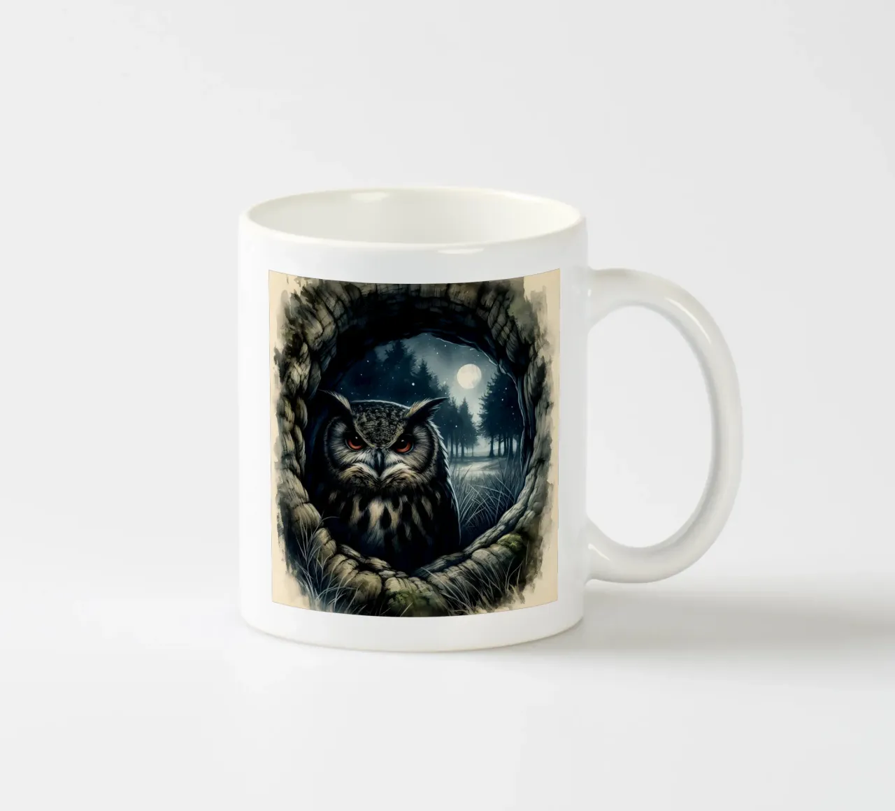 GUFO IN INVERNO tazza in ceramica da ARTOMATIC