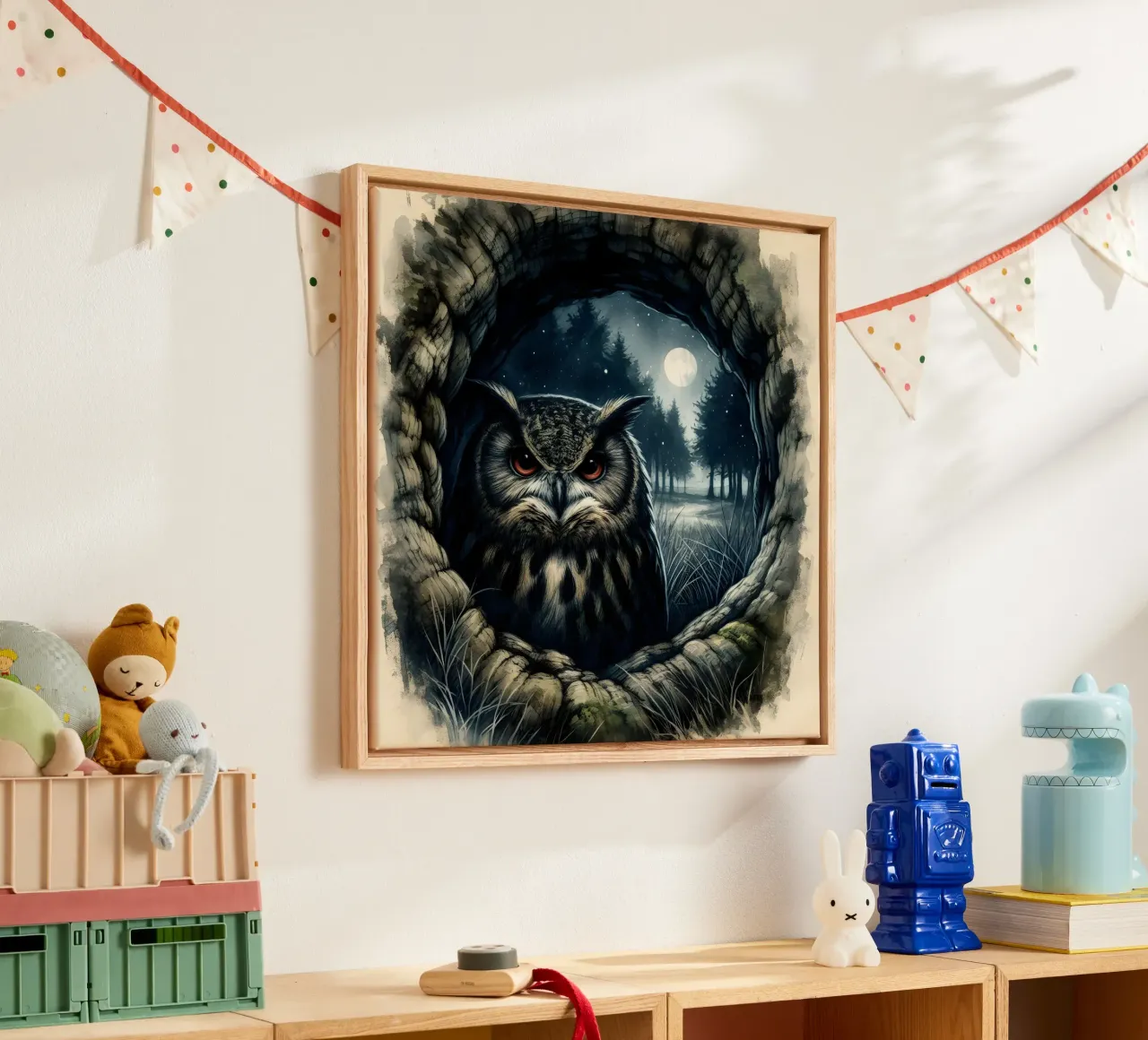 GUFO IN INVERNO tela con Cornice a cassetta da ARTOMATIC