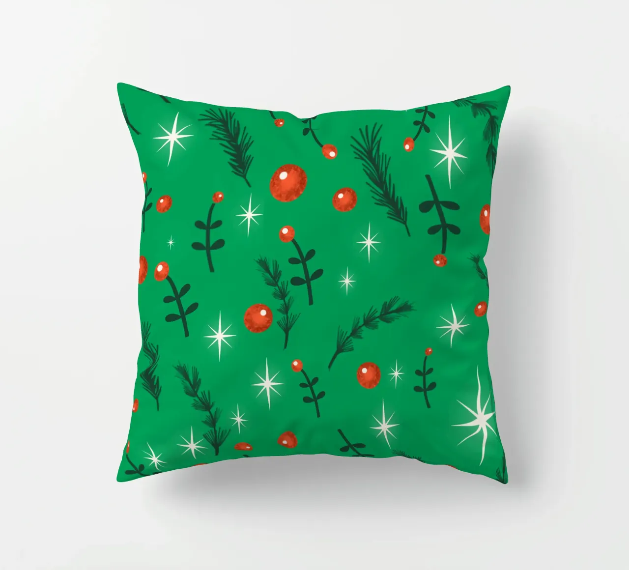 Christmas Foliage Green decorative cushion by susanacosta