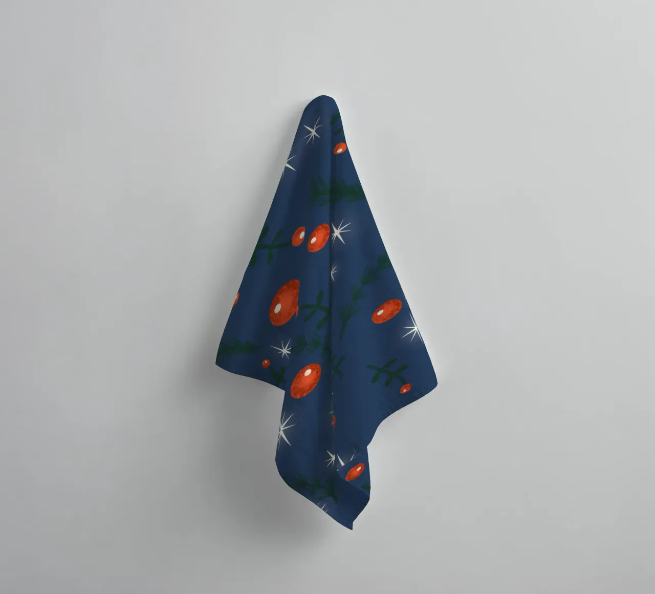 Kerstbladeren donkerblauw badhanddoek van susanacosta
