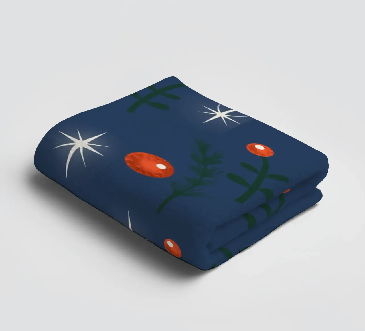 Kerstbladeren donkerblauw badhanddoek van susanacosta