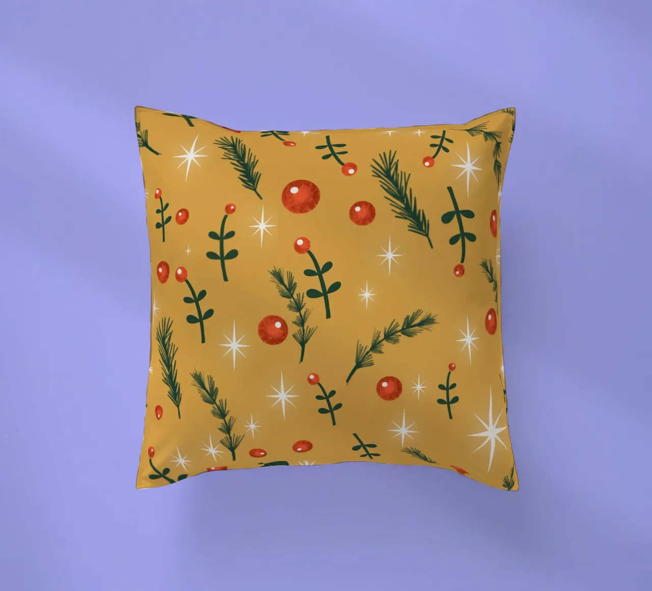 Feuillage de Noël jaune coussin de susanacosta