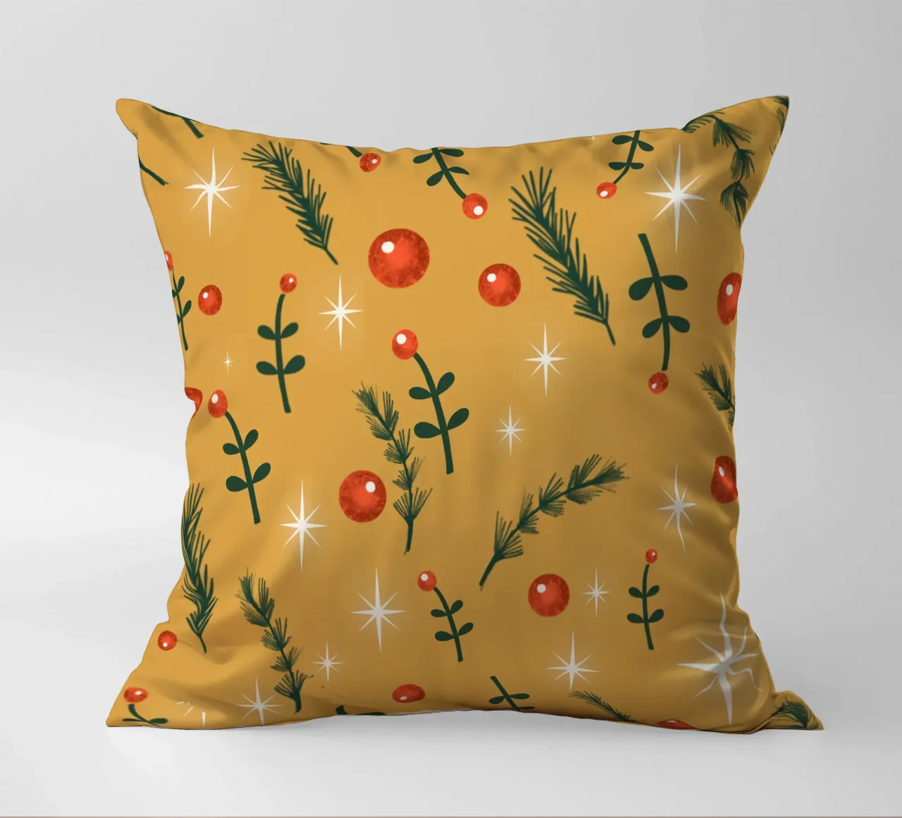 Feuillage de Noël jaune coussin de susanacosta