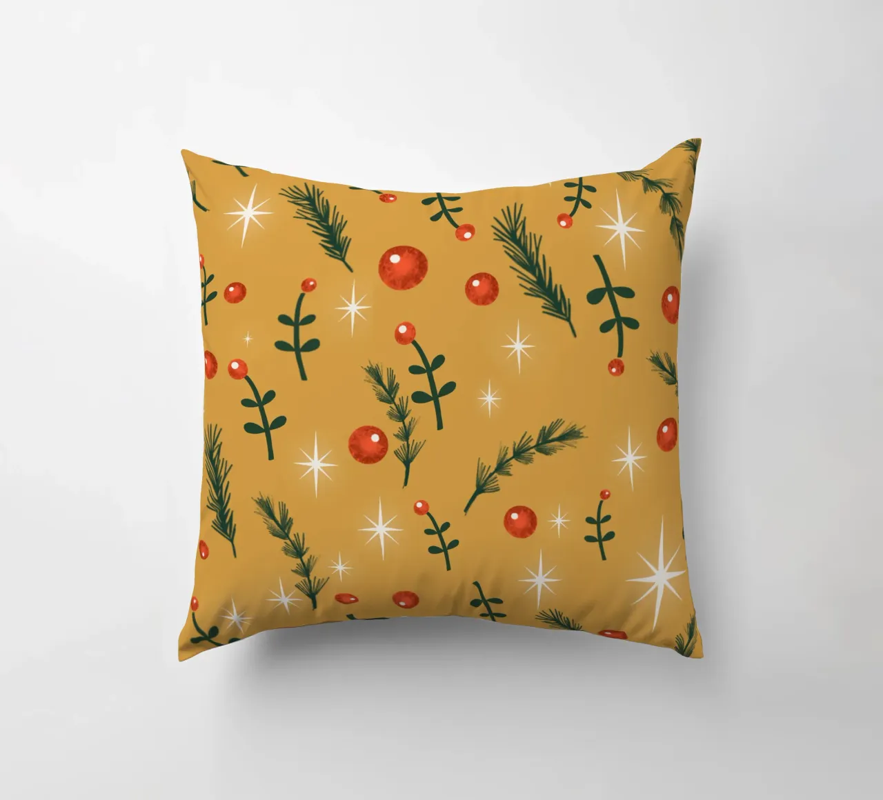 Feuillage de Noël jaune coussin de susanacosta