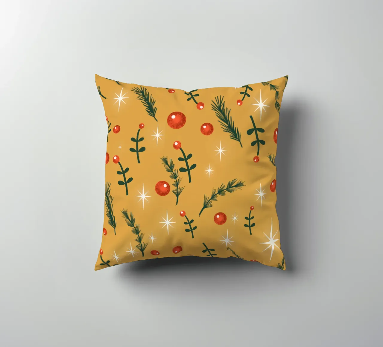 Feuillage de Noël jaune coussin de susanacosta