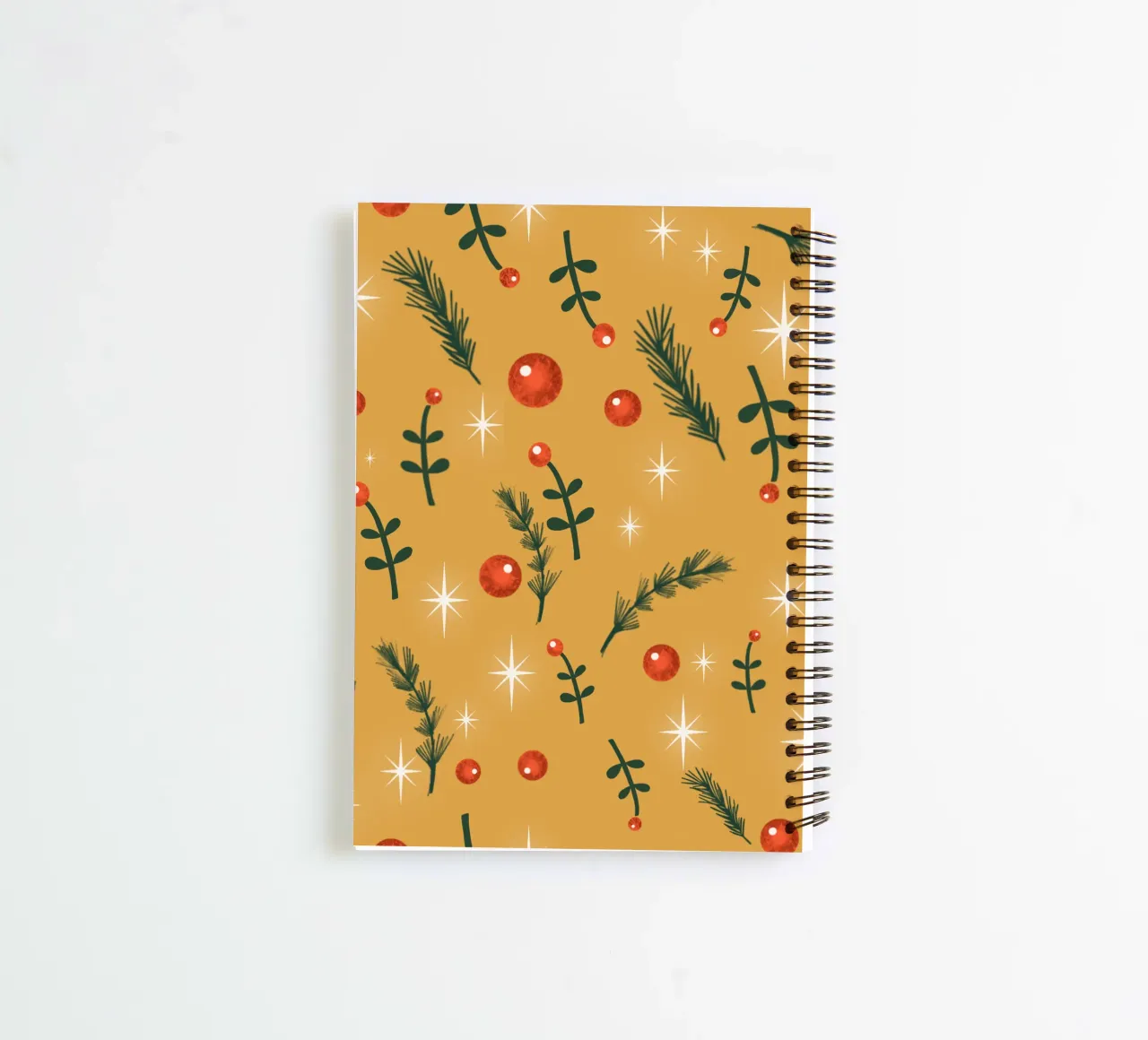 Feuillage de Noël jaune carnet à spirale de susanacosta