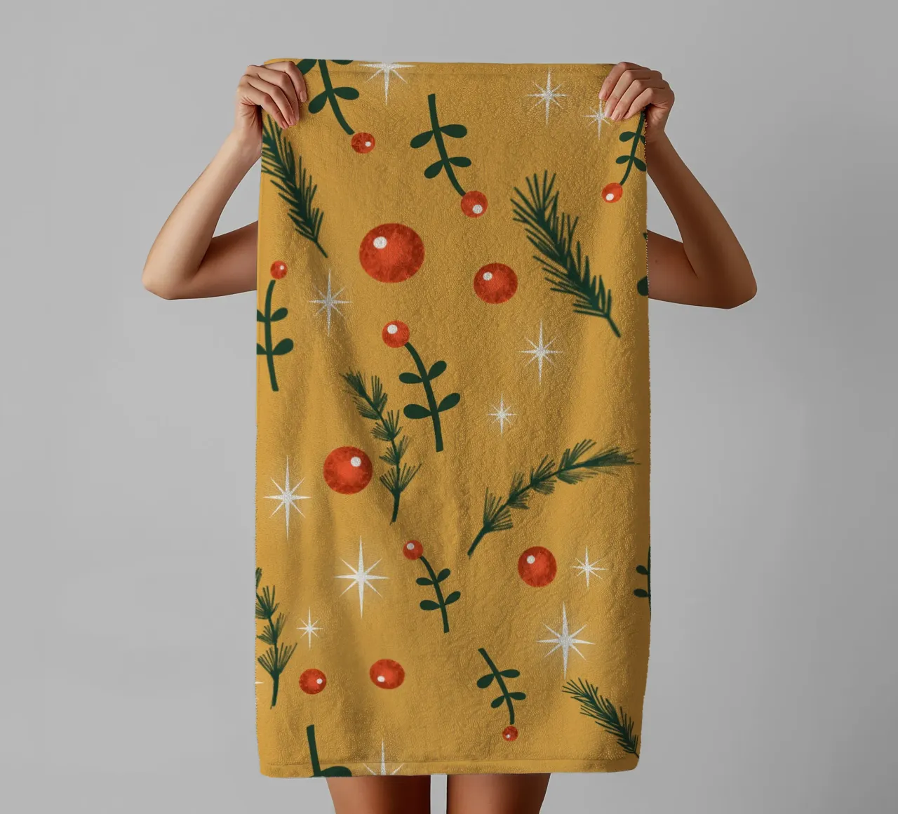 Feuillage de Noël jaune serviette de bain de susanacosta