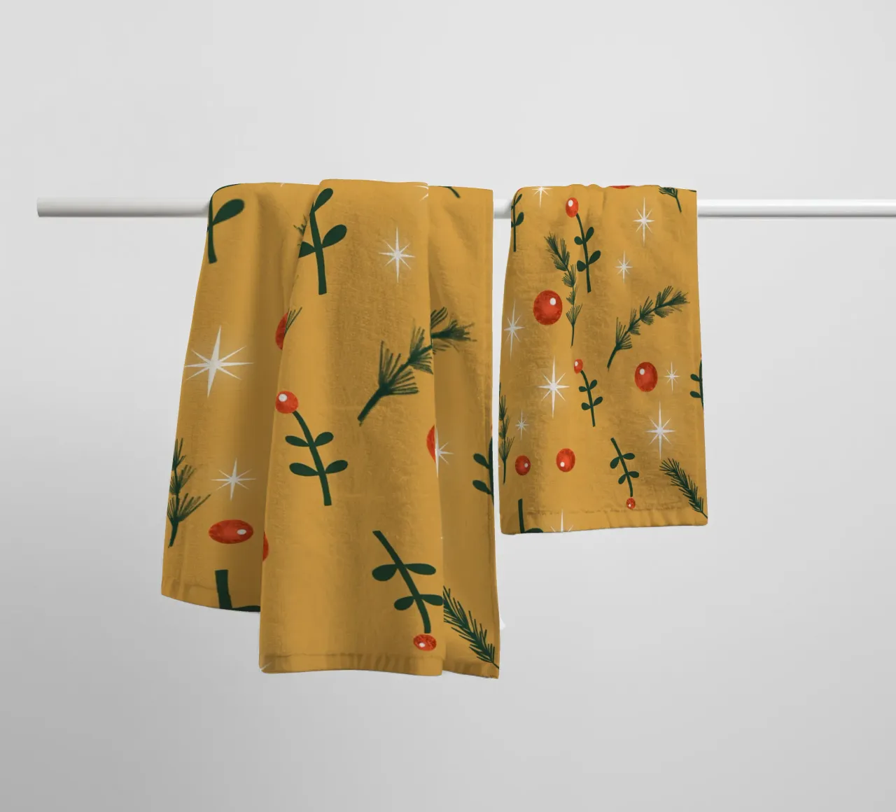 Feuillage de Noël jaune serviette de bain de susanacosta