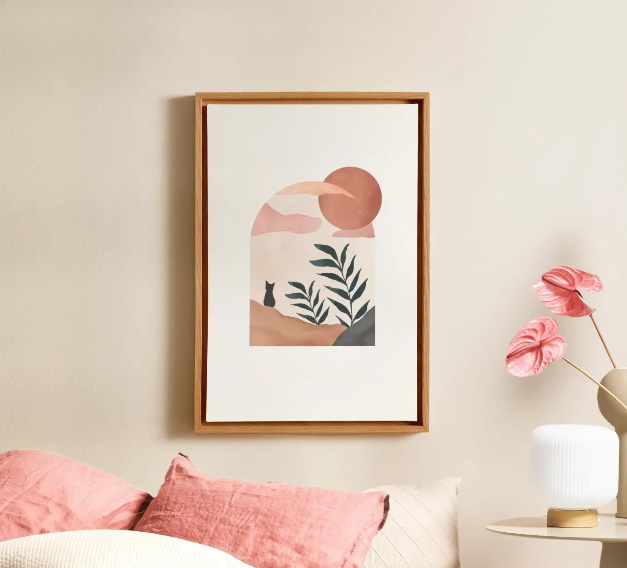 Gatto nero in libertà tela con Cornice a cassetta da Melloi Art Print